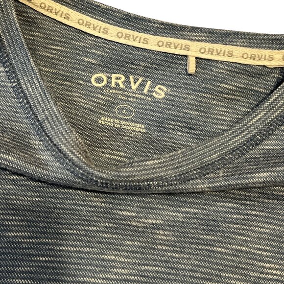 ORVIS Men's Long Sleeved Pullover Shirt Size Large Nice Blue White Pattern - Picture 4 of 7